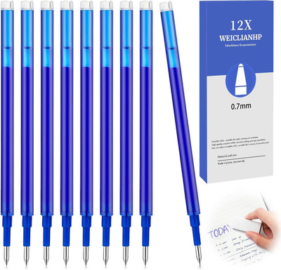 12 Stück Radierbarer Ersatzminen Blau 0.7mm, Kompatibel mit Pilot FriXion Ball &