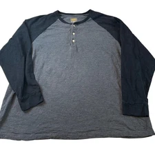 The Foundry Supply Co. Men's Gray Black Raglan Henley Long Sleeve Shirt Size 3XL