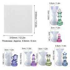7 Pcs Chess Molds Flexible Epoxy Resin Silicone Mold For Making Chess Set Part.