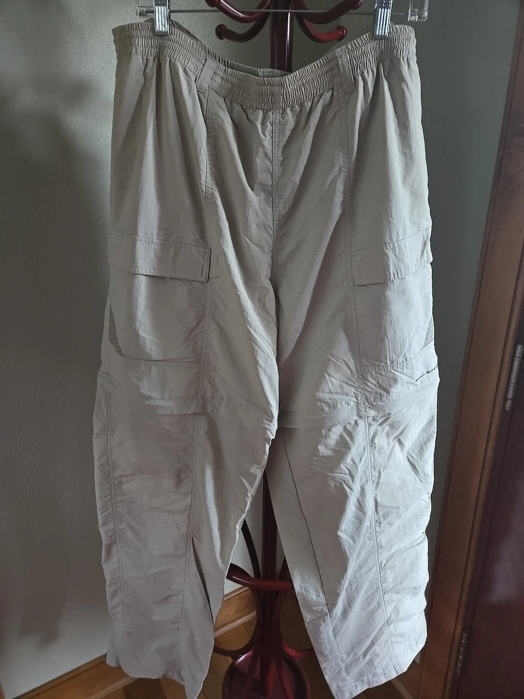 Columbia PFG Convertible Hiking Fishing Cargo Pants XL 34 Omni-Shade Tan
