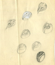 Anelli con diamanti gioielli originali Art Deco da disegno vintage