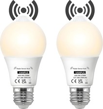Motion Sensor E27 LED Light Bulb 9W Warm White 2700K Dusk Dawn 2 Pack