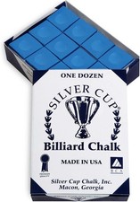 Silver Cup Billiard CHALK - ONE DOZEN 12 Count Pack of 1 , Electric Blue