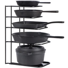 Toplife Heavy Duty Pan Organizer 5 Tier Pot and Pan Organizer Rack for Cast I...