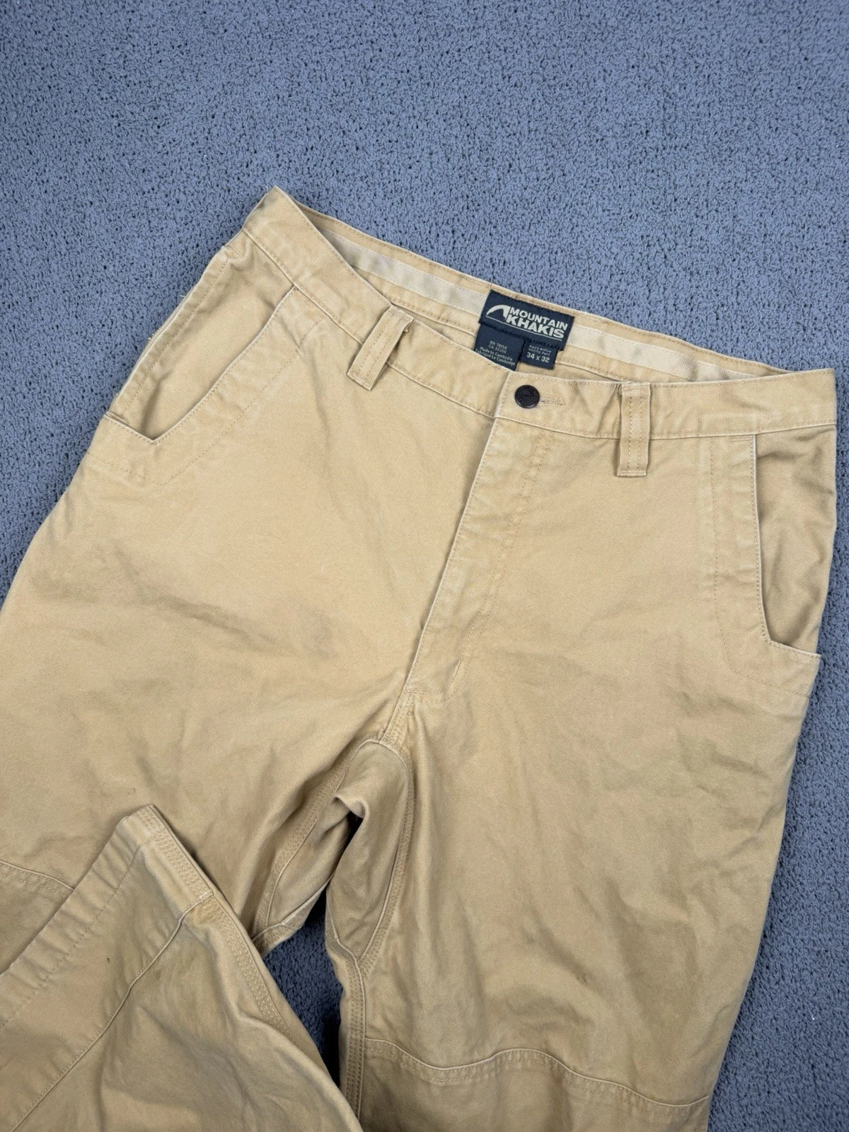 Mountain Khakis Pants Mens 34x32 Khaki Canvas Double Knee Hiking Gorpcore Work