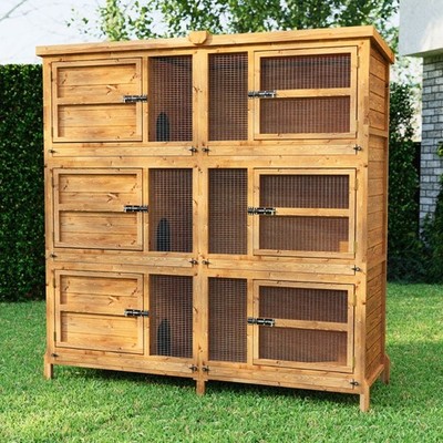 Dreistufiger Kaninchen-Meerschweinchenstall 6 Fuß | 3 separate Wohnquartiere