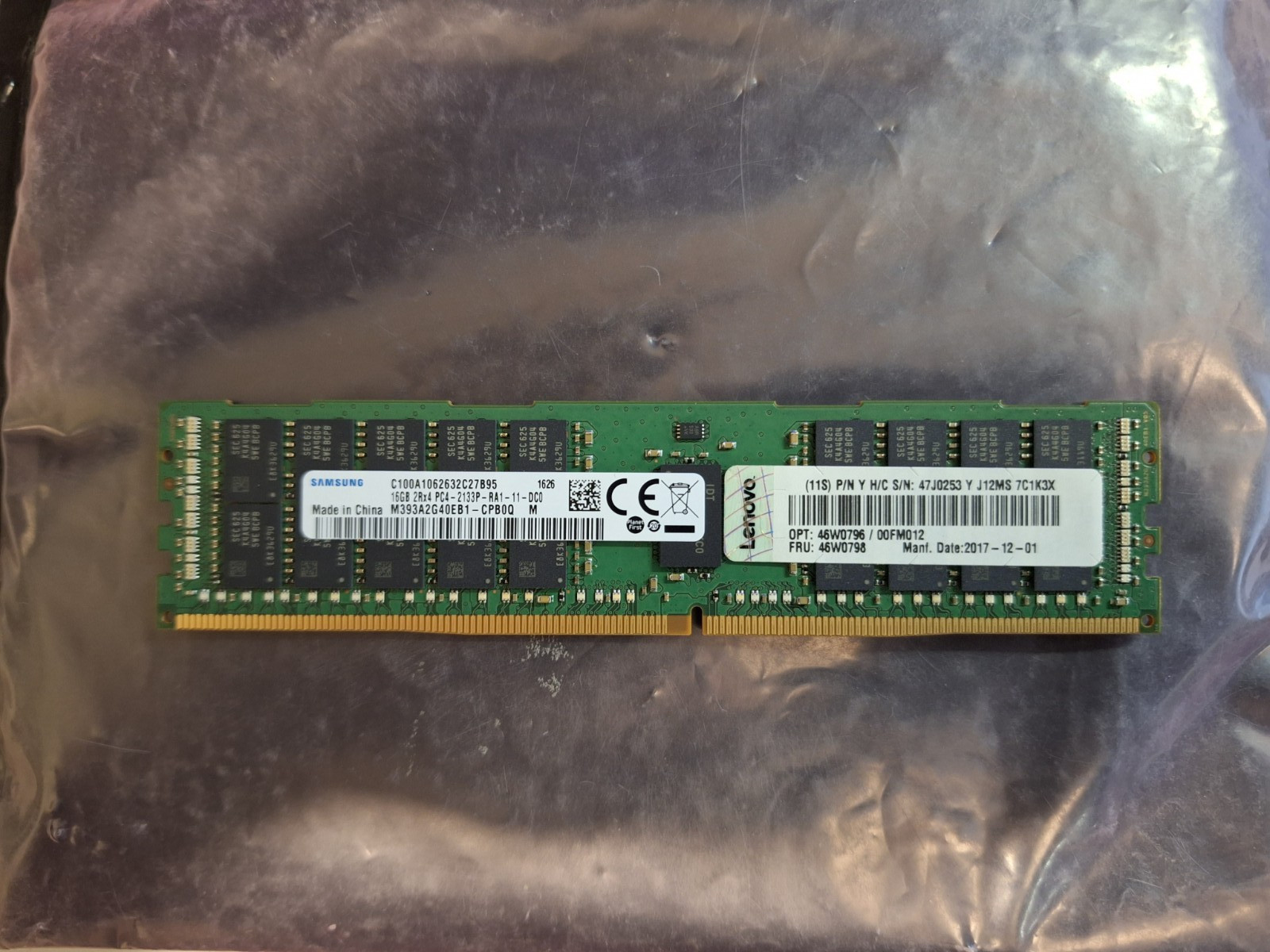 IBM Lenovo 46W0798 16GB PC4-2133P Registered Server Memory RAM
