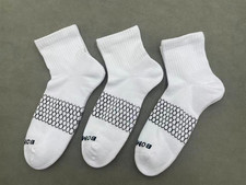 Men's BOMBAS Honeycomb Quarter socks Size Large 9-13 White 3 Pairs