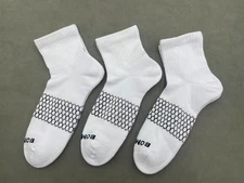 Men's BOMBAS Honeycomb Quarter socks Size Large 9-13 White 3 Pairs