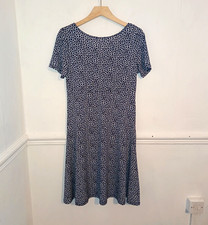 Marble Womens Dress Blue Size 1 UK 8 10 Skater Print Preppy Knee Length Coastal