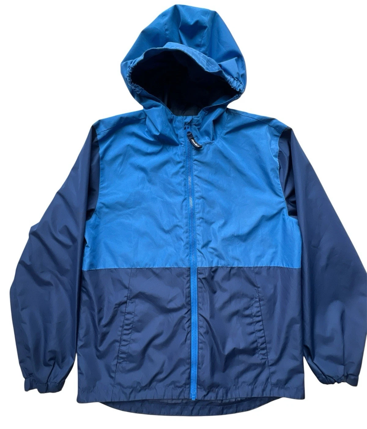 Eddie Bauer Jacket L 14-16 Kids Blue Navy Full Zip Double Zipper Hooded Hiking