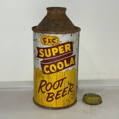C&C Super Coola Root Beer cone top soda can