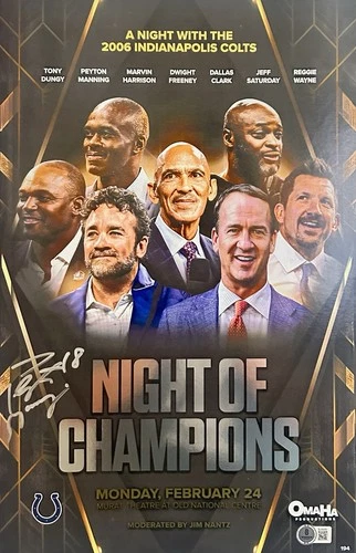 PEYTON MANNING Signed 11x17 Poster - Night of Champions - Colts Super Bowl (BAS)
