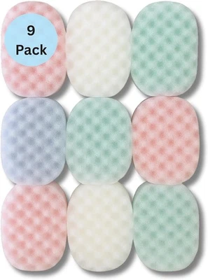 CORAL 9 x Exfoliating Caress Sponges for Adults and Kids, 3 Packs of 3 Massage Sponges