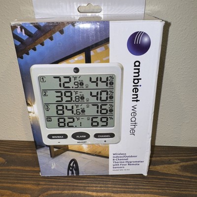 WS-10-X4 Wireless Indoor/Outdoor 8 Channel Thermo-Hygrometer with Four Remote...