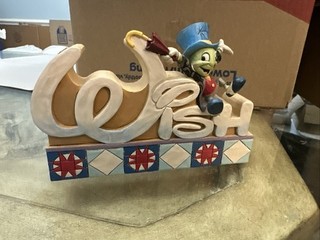 Jim Shore Disney “WISH”Jiminy Cricket Word Plaque