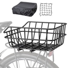 CXWXC Rear Bike Basket - Cargo Net  Waterproof Cover, Easy Install