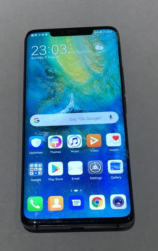 Vetro Posteriore Per Fotocamera Huawei Mate 20 Pro (LYA-L09/L29) - Nero Con Adesivo
