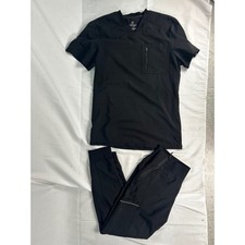 Infinity by Cherokee Black Scrub Set Womens S Top M Jogger Pants Stretch