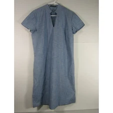 Yaly Couture Dress Large Blue Linen Minimalist Neutral Whimsical Breathable