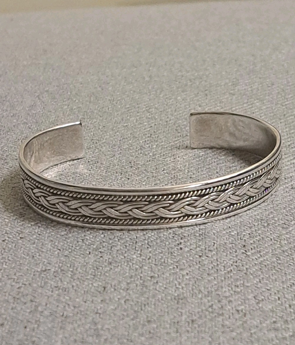 CELTIC-WEAVE  OPEN-CUFF BANGLE SOLID 925 STERLING… - image 1