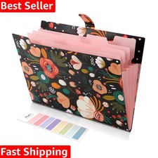 Expanding File Folder with 5 Pockets, Floral Accordion File Organizer for Imp...