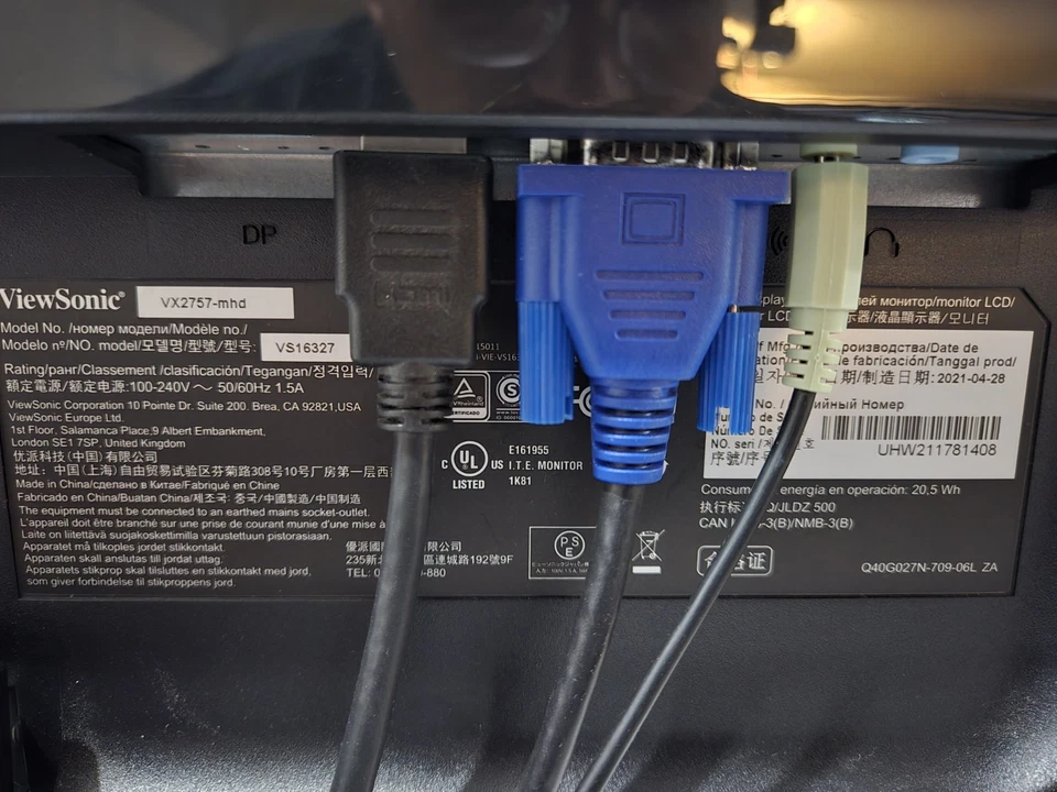 ViewSonic VX2757-MHD 27" Wide Monitor w/Speakers 1080p Full HD HDMI - VS16327 - Image 4 of 4