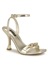 Nine West Neela Ankle Strap Metallic Gold Heels Size 9M NIB