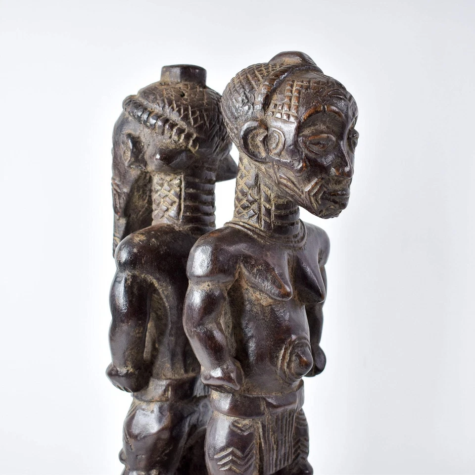 Figura Doble Adivinación Bene Lulua sobre Base Personalizada Congo Foto 3 de 4