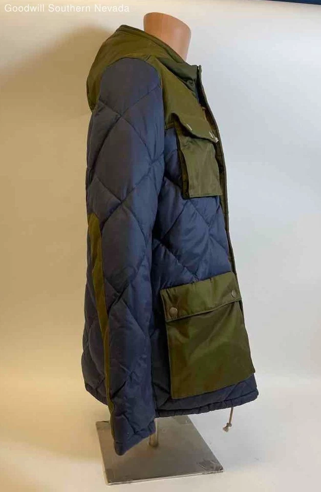 Lucky Brand Men's Green/Blue Quilted Parka Jacket - Size Medium - Image 2 of 4
