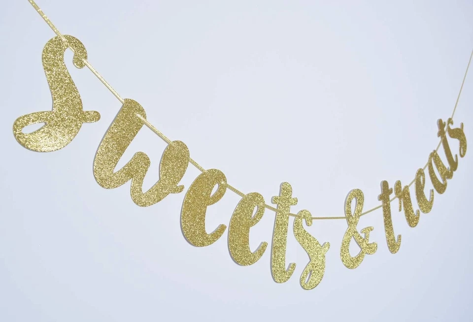 Sweets & Treats Gold Glitter Bunting Banner, Engagement,Bridal Shower,  - Image 3 of 4