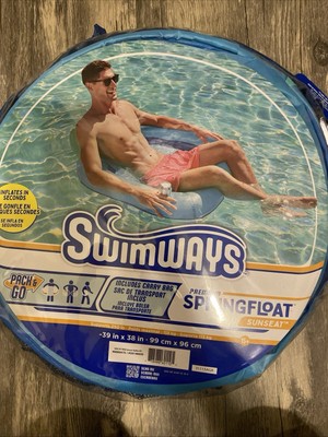 NEW ~ SWIMWAYS Premium Springfloat SWIM SEAT Inflates In Seconds Support 250lb