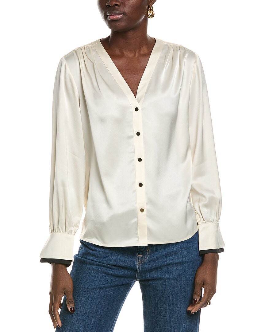 Toccin Harmony Double Cuff V- Neck Blouse Women's White 2