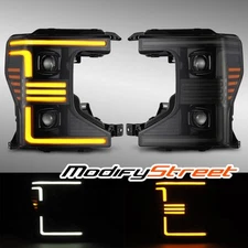 Fit 20-22 Ford Super Duty PRO-Series Projector LED Headlights Alpha-Black