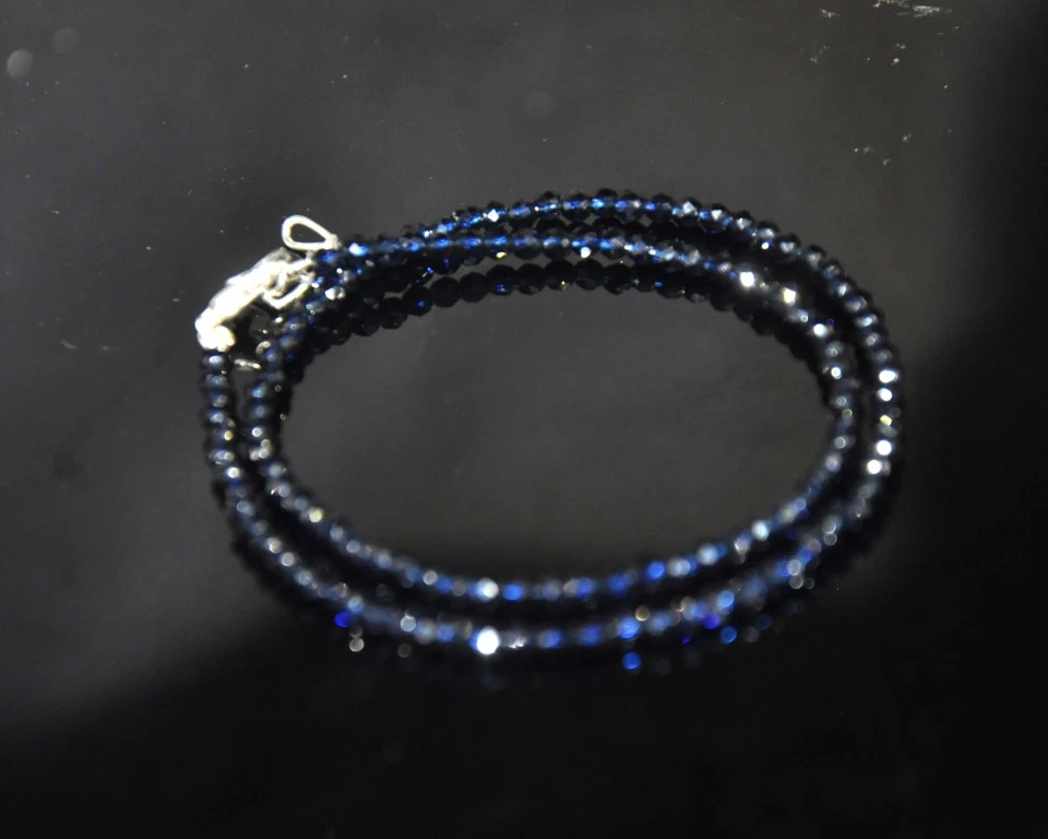 Cuentas rondelle facetadas de diamantes azul claro, cuentas rondelle de diamantes de 2 mm, collar Foto 3 de 4