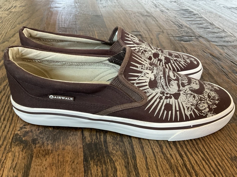 Airwalk Lion Crest 77190 Brown Canvas Slip-on Sneakers Men's US Size 10.5 - Изображение 3 из 4