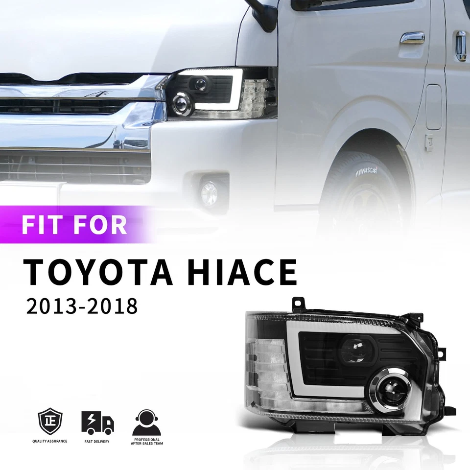 Built-in Dual LED Projector Headlights Dynamic Indicator for 14-18 Toyota Hiace - Image 4 of 4