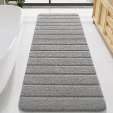 Long Bathroom Rug Runner 24x70 Inch Large Bath Mat Non Slip Washable Grey