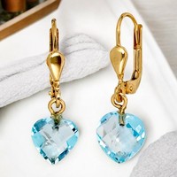 OhrhäNger Herz 585 Gold Gelbgold 2 Blautopase Hellblau Blau Ohrringe Boutons