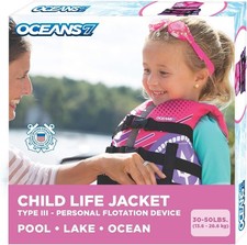 Oceans7 US Coast Guard-Approved Kids Life Jacket 30-50 lbs -Type III PFD