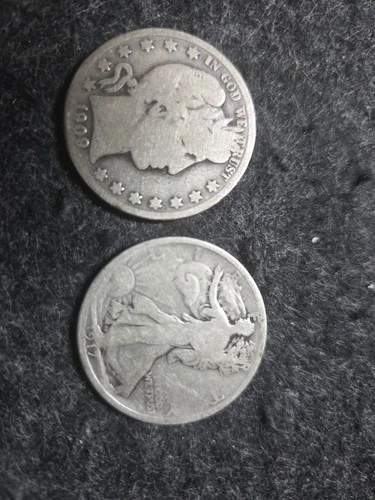 1909 S Barber Half Dollar and 1917 Walking Liberty Half Dollar 90% Silver