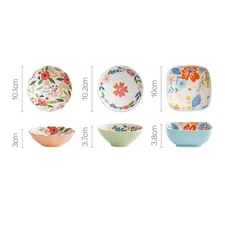 6Pcs Hand-Painted Ceramic Side Dish Snack Dish Hot Pot Dipping Sauce Bowls Set