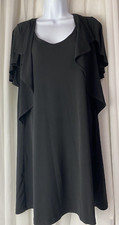 Michael Kors Womens Petite Large Black Butterfly Cape Sleeve Dress Career Office