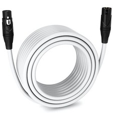 LyxPro 75 Feet Microphone XLR Cable, Male to Female, 3 Pin Mic Cable - White