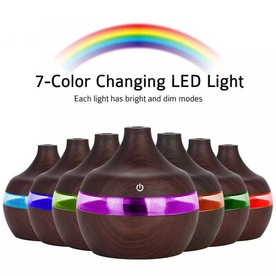 LED Holzmaserung Aroma Luftbefeuchter Ätherisches Öl Diffusor Luftreiniger Ultraschall
