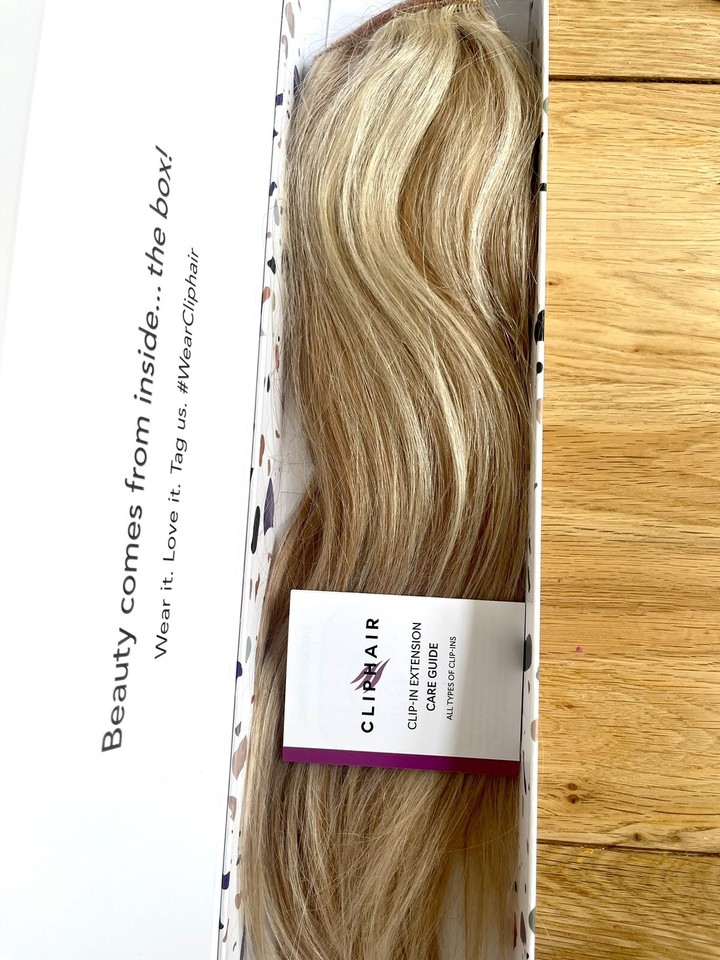 14 Inch Clip In Ponytail 100 Human Hair Extensions, Blond, Used Once