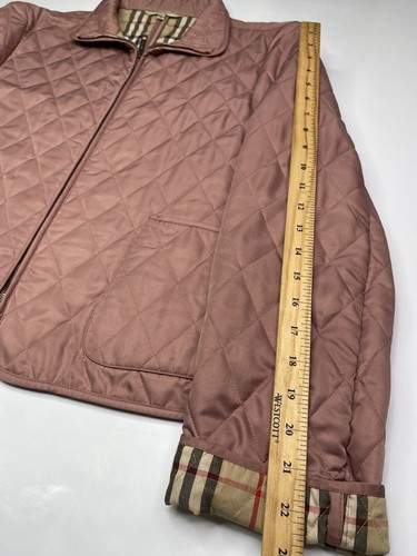 BURBERRY LONDON Women Classic Quilted Jacket-Brown Pink/Nova Check Size Medium - Picture 14 of 17