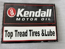 KENDALL MOTOR OIL  FLANGE 17.5X12 PORCELAIN ENAMEL SIGN