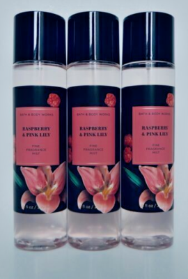 Bath Body Works Raspberry Pink Lily Fine Fragrance Mist Set of