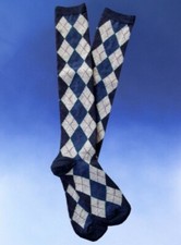 NWT Argyle Blue Slate and Gray with Purple Women's Knee High Novelty Socks